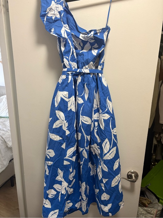 J. Crew Dresses & Skirts - J Crew Blue and White One-Shoulder Floral Midi Dress